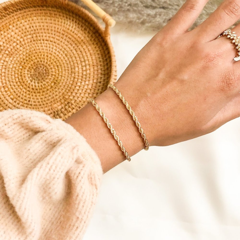18k Gold Filled Rope Twist Chain Dainty Bracelet